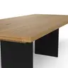 Esstisch 3110 - LB ca. 220x100 cm, ausziehbar,  Asteiche massiv, Geölt, Wange Rohstahl, Schwarz