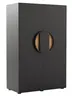 Highboard Jyn - BHT ca. 91x144x41 cm, Lack, Schwarz, Bodenstehend
