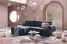Ecksofa - Longchair links mit 2-Sitzer, Stoff, Dunkelblau