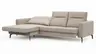 Ecksofa Rafaela 2.0 - Longchair mit 2,5-Sitzer rechts inkl. Sitzvorzug, Kopteilverstellung motorisch und Relaxfunktion motorisch im Longchair, Leder, Champagner