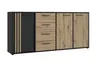 Sideboard FLORISS- Schwarz, Eiche Dekor