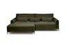 Ecksofa - Longchair links mit 2-Sitzer, Sitztiefe verstellbar motorisch, Stoff, Dunkelgrün