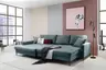 Ecksofa - Longchair links mit 3-Sitzer, Schlaffunktion, Stoff, Azur