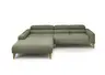 Ecksofa CHENOA - Longchair links mit 2-Sitzer, Kopfteil verstellbar, Stoff, Dunkelgrün