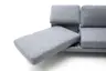 Ecksofa - 2-Sitzer mit Ecke rechts, Rückenlehne/Armlehne verstellbar (manuell), Drehsitz (manuell), Flachgewebe, Graublau