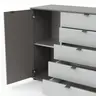 Kommode Marbella - Lack, Grau, Glas, Weiß