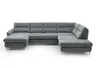 Wohnlandschaft - Longchair links mit 2,5-Sitzer und Ecke rechts, inkl. Sitztiefe verstellbar, Stoff Grau