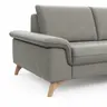 Ecksofa Tulsa KS - 2,5-Sitzer, Spitzecke und 1,5-Sitzer mit Anstellhocker rechts, Leder, Graubeige