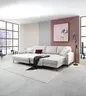 Ecksofa - Longchair links mit 3-Sitzer, Schlaffunktion, Stoff, Creme