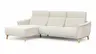 Ecksofa Nevin - Longchair links mit 2-Sitzer rechts, inkl. Kopfpolsterverstellung, Stoff, Weiß