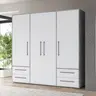 Drehtürenschrank FATHIE- B ca. 206 cm, Betonoptik, Weiß