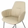 Armlehnstuhl Pegara - Leder, Beige, Kufe