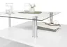 Couchtisch - LB ca. 110x60 cm, Glas, Edelstahloptik, Weiß Hochglanz