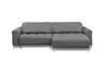 Ecksofa MINAO - 1,5-Sitzer mit Longchair rechts, Sitztiefe verstellbar motorisch, Kopfteil verstellbar, Stoff, Graphite