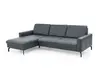 Ecksofa - Longchair links mit 3-Sitzer, Leder, Blau