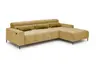 Ecksofa - 2-Sitzer mit Longchair rechts, Sitztiefe verstellbar motorisch/Kopfteil verstellbar, Stoff, Senfgelb