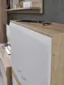 Wohnwand EM Teolo - mit Wandboard und Beleuchtung und geschroppter Rückwand, Alteiche, Lichtgrau