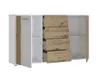 Sideboard FLORISS- Weiß, Eiche Dekor
