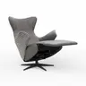 Relaxsessel Follina - Relaxfunktion (motorisch), Leder, Stoff, Grau