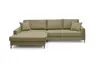 Ecksofa - Longchair links mit 3-Sitzer, Stoff, Olive