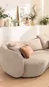 Ecksofa Karasu - 3-Sitzer mit Ottomane rechts, Stoff, Natur
