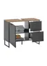 Waschebeckenunterschrank- B ca. 80 cm, Schwarz Matt, Eiche Dekor