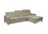 Ecksofa - CALM FLEX 2.0, 3-Sitzer mit Longchari rechts, Kopfteil verstellbar, Stoff, Beige