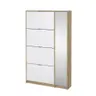Schuhschrank - B ca. 99 cm, Eiche Struktur Nachbildung, Weiß Hochglanz