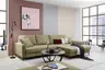Ecksofa - 3-Sitzer mit Longchair rechts, Schlaffunktion, Stoff, Olive
