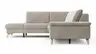 Ecksofa Tulsa KS - 1,5-Sitzer mit Anstellhocker links, Spitzecke und 2,5-Sitzer rechts, Stoff, Graubeige