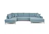 Wohnlandschaft - Ecke links, 2-Sitzer, Longchair rechts, Stoff, Petrol