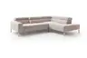 Ecksofa - 2-Sitzer mit Ecke rechts, Kopfteil/Sitztiefe verstellbar, Stoff, Natur