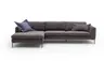 Ecksofa Lenni Full - Longchair links mit 3-Sitzer, Velour, Mocca, bündige Kissen