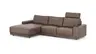 Ecksofa Balok - Longchair groß links mit 2,5-Sitzer, inkl. Relaxfunktion (motorisch) und Kopfstütze, Leder, Dunkelbraun
