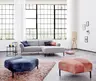 Ecksofa David - 1,5-Sitzer mit Longchair rechts inkl. Kopfstütze/Armlehne verstellbar, Stoff, Hellgrau
