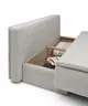 Sofa JANIN - 2-Sitzer, Schlaffunktion mit Bettkasten, Stoff, Grau
