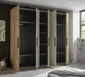 Drehtürenschrank - B. ca. 250,4 cm, Außentüren Holzdekor, Mitteltüren Beige