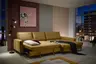 Ecksofa - 3-Sitzer mit Longchair rechts, Schlaffunktion, Stoff, Senfgelb