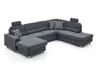 Wohnlandschaft - Longchair links mit 2,5-Sitzer und Ecke rechts, Stoff Dunkelblau