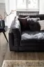 Sofa Aprino 3 - 4-Sitzer XXL, Dickleder, schwarz, Armlehne Kissen