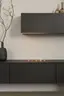 Wohnwand 3900 - inklusive Kamin und TV-Halterung, Lack, Schiefergrau