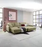 Ecksofa - 3-Sitzer mit Longchair rechts, Schlaffunktion, Stoff, Olive