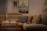 Ecksofa Stina - 3-Sitzer mit Ecke rechts, Armlehne verstellbar, Stoff, Curry