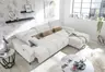 Ecksofa - 2-Sitzer mit Longchair rechts, Sitztiefe verstellbar motorisch/Kopfteil verstellbar, Stoff, Sand