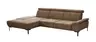 Ecksofa - Longchair links mit 2-Sitzer, Sitztiefe verstellbar, Stoff, Braungrün