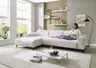 Ecksofa - Longchair links mit 3-Sitzer, Stoff, Natur