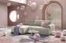 Ecksofa - Longchair links mit 2-Sitzer, Stoff, Beige