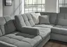 Ecksofa - 2,5-Sitzer mit Ecke rechts, Sitztiefe verstellbar (manuell), Chenilleflachgewebe, Eisengrau