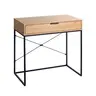 Schreibtisch - LB ca. 80x46 cm, Eiche hell Nachbildung, Schwarz
