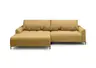Ecksofa - Longchair links mit 2-Sitzer, Sitztiefe verstellbar motorisch, Stoff, Senfgelb